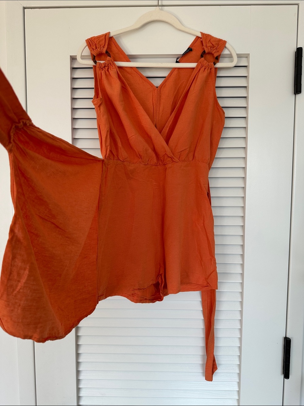 Zara Terracotta Wrap Skort Romper Tortoise Ring Detail Size S - Picture 5 of 5